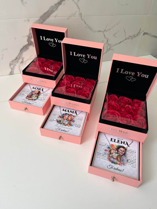 Set Cutie Premium Personalizată + Colier inimă inclus