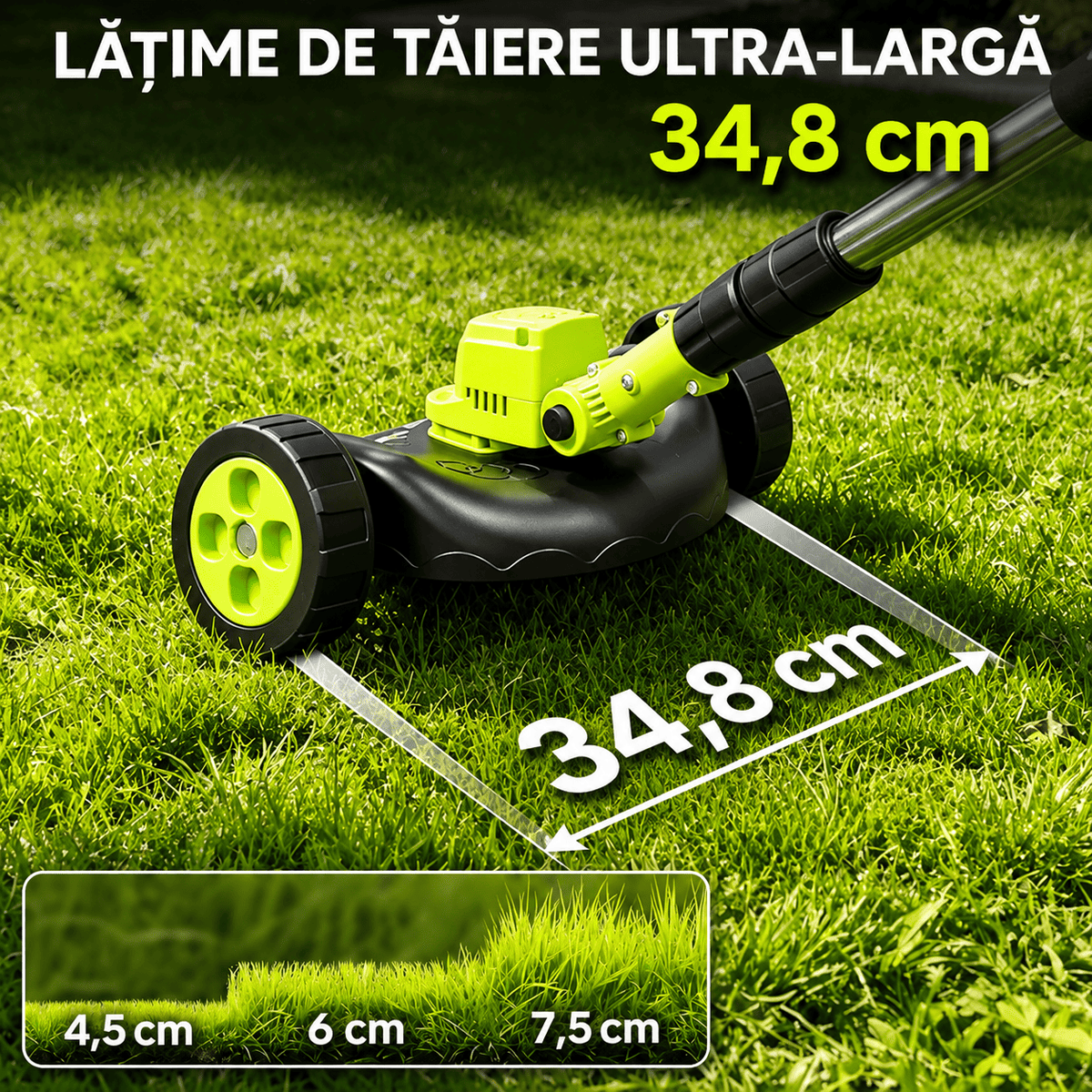 GRENIX 3 în 1 - Masina electrica de tuns iarba, fara fir